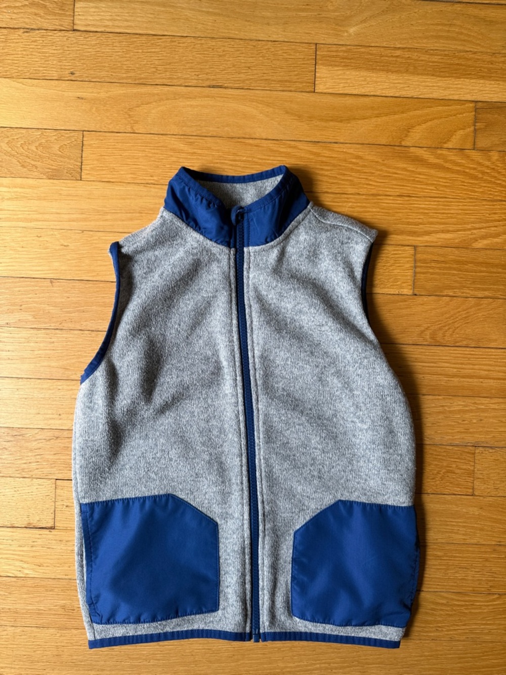 Janie and Jack Grey Fleece Vest with Blue Accents